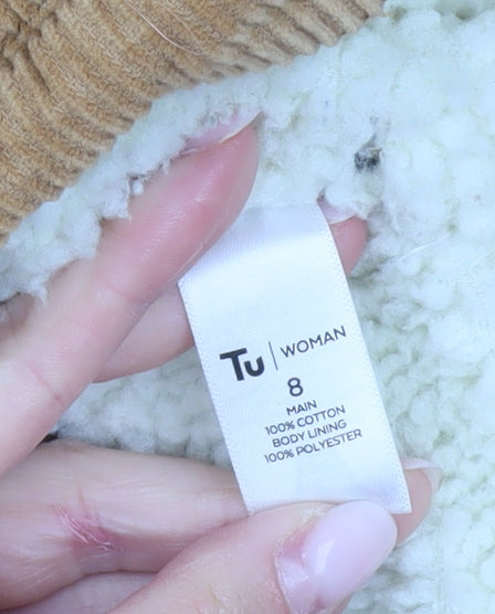 Tu Women Brown Corduroy Sherpa Lined Jacket Size 8