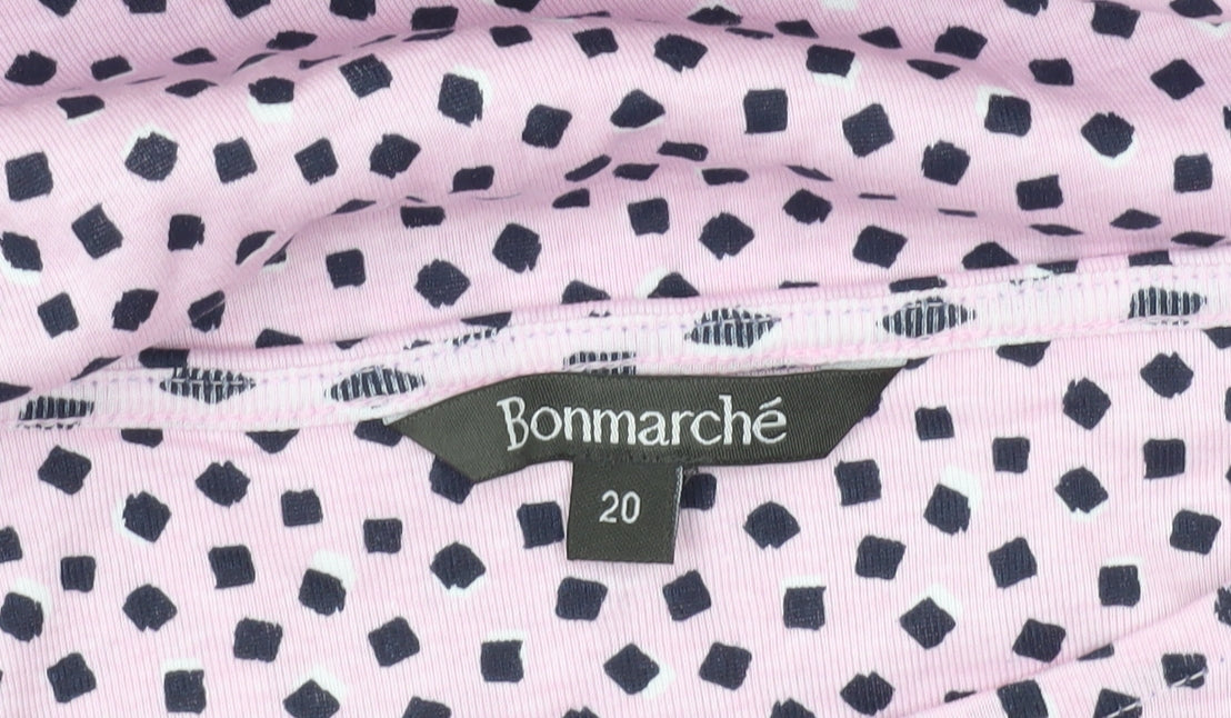 Bonmarché Women’s Pink Polka Dot Cotton T-Shirt Size 20