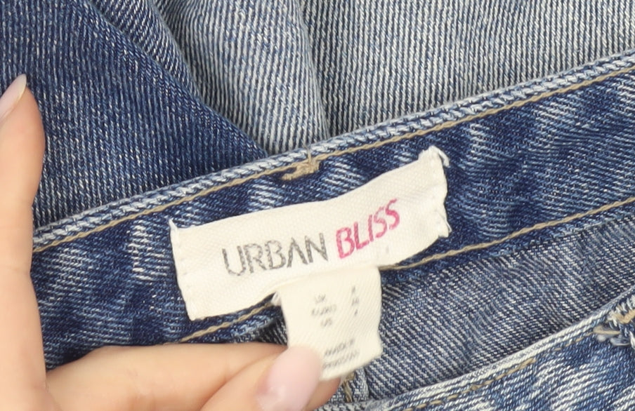 Urban Bliss Womens Blue Distressed Mom Jeans Size 8 High Rise