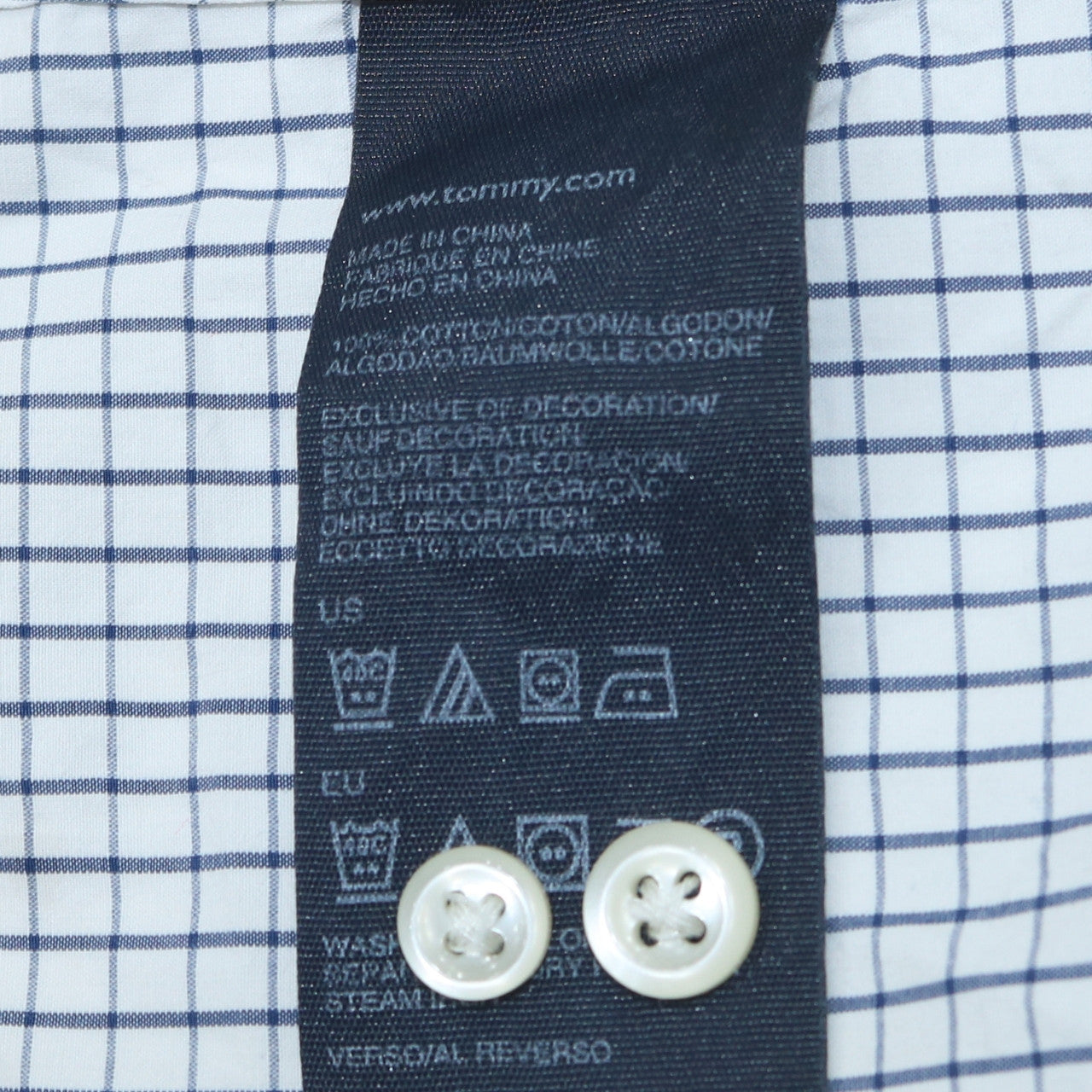 Tommy Hilfiger Men's White Check Long Sleeve Button-Up Shirt L
