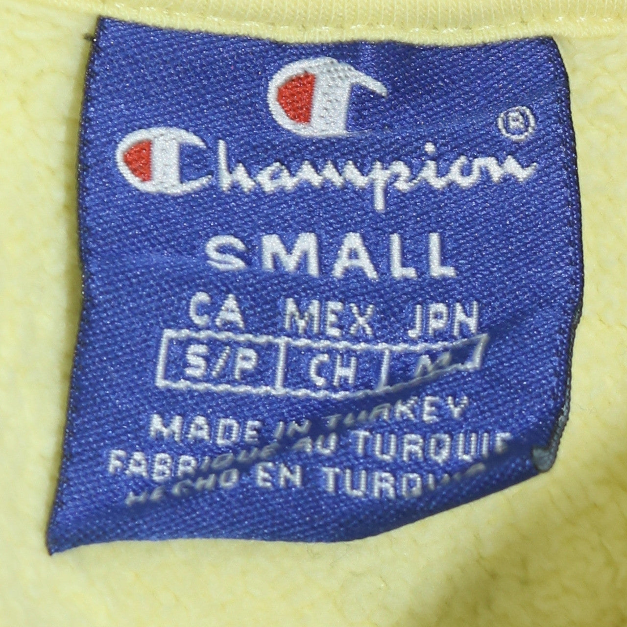 Mens UK Size S Champion Yellow Pullover Hoodie