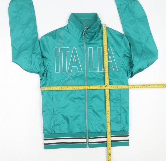 Kappa Womens Green Track Jacket Size 8 Italia Logo Full Zip