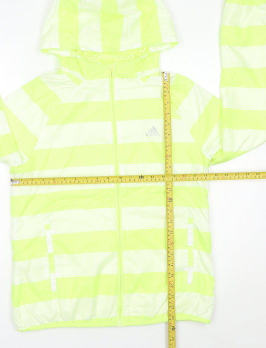 Adidas Womens Yellow Striped Windbreaker Jacket UK 12