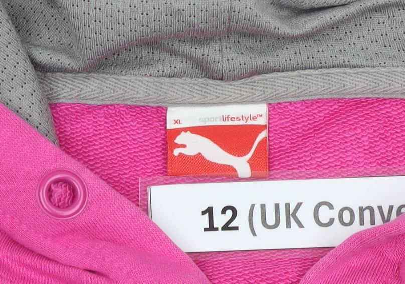 Puma Women's Pink Full Zip Hoodie Sweatshirt UK 12 XL Casual Sportswear