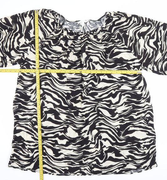 Womens UK Size M H&M Black Tunic Blouse