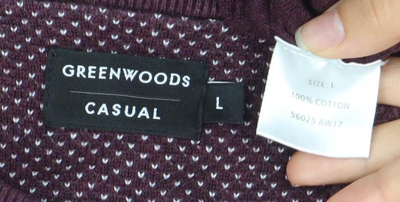 Greenwoods Men’s Red Cotton Crew Neck Jumper Size L