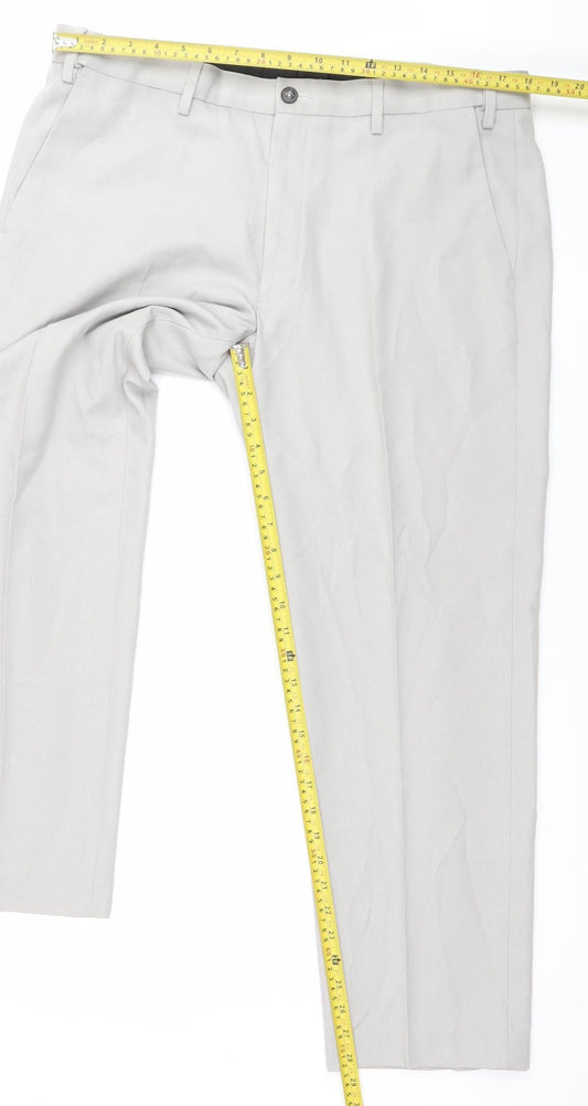 Marks and Spencer Mens Grey 38in Waist 29in Leg Regular Fit Dress Pants