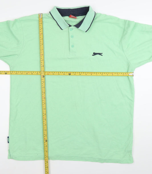 Slazenger Men's Green XL Polo Shirt Short Sleeve Cotton Casual