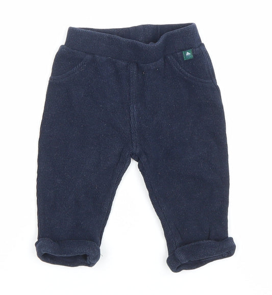Additional front view of Jasper Conran Baby unisex blue corduroy trousers 3-6 months elastic waist