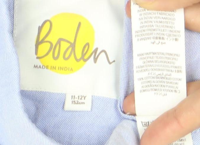 Boden Boys Blue Button-Up Long Sleeve Cotton Shirt 11-12 Years