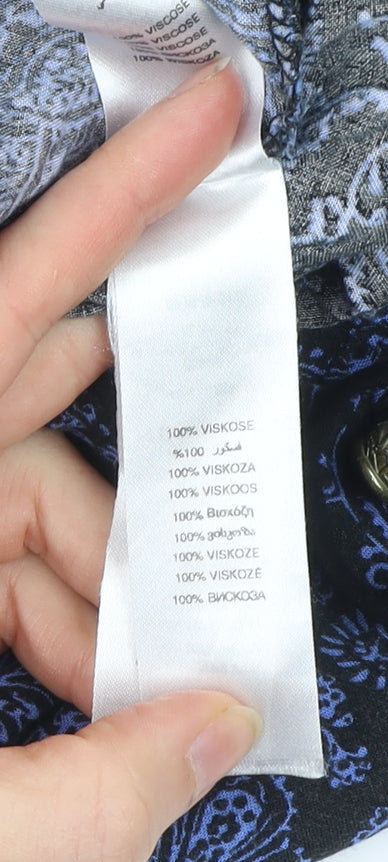 New Look Womens Black Blue Paisley Jogger Trousers Size 10