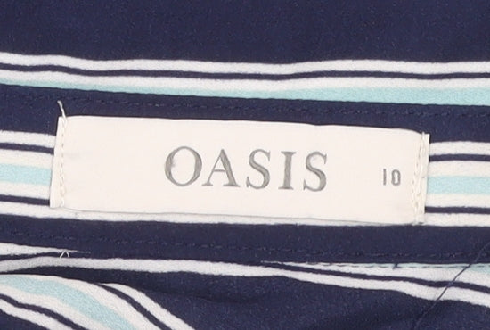 Oasis Women’s Blue Stripe Shirt Dress Size 10 Long Sleeve
