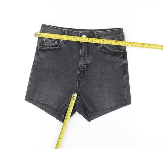 Primark Women Black Denim Cut-Off Shorts Size 8 High Rise