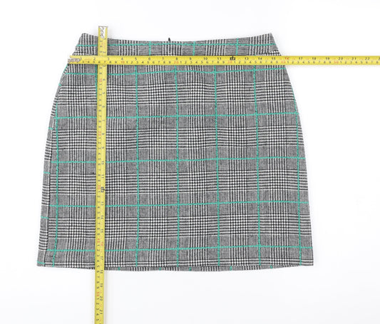 Papaya Petite Women’s Grey Check Pencil Skirt Size 10 Tweed Lined