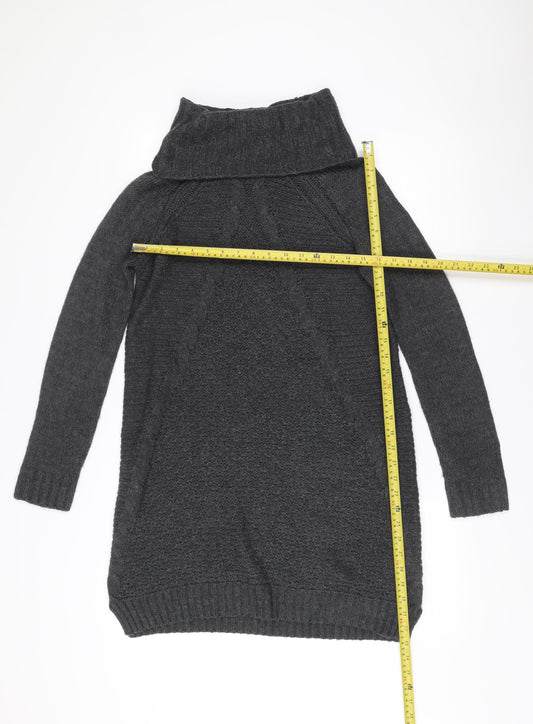 Debenhams Grey Roll Neck Jumper Dress Size 12 Women’s Winter Knit