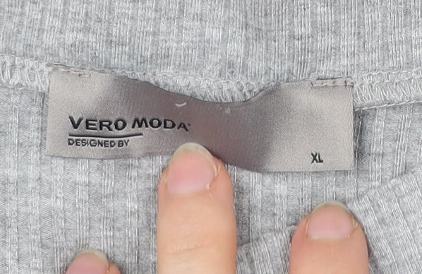 Womens UK Size XL VERO MODA Grey Basic T-Shirt