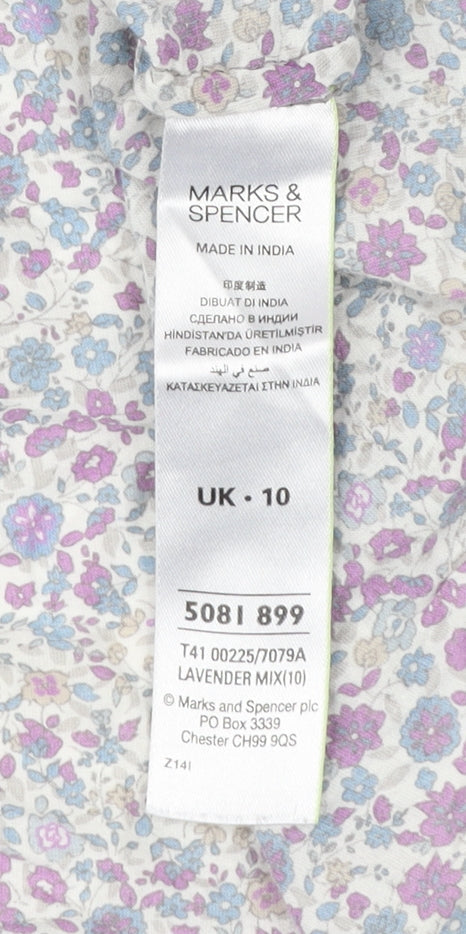 Womens UK Size 10 Marks and Spencer Multicoloured Basic Button-Up