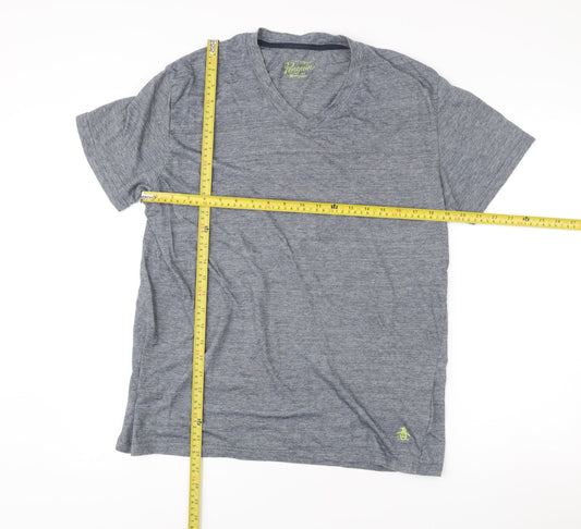 Penguin by Munsingwear Mens Grey L V-Neck Short Sleeve T-Shirt