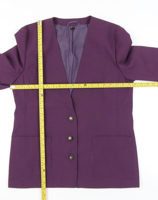 C&A Women Purple Blazer Jacket Size 14 Formal Workwear