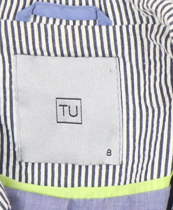 TU Women’s Black Striped Blazer Size 8 Single Breasted Jacket