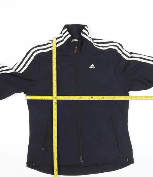 Adidas Womens Black Size 12 Track Jacket Full Zip Sportswear