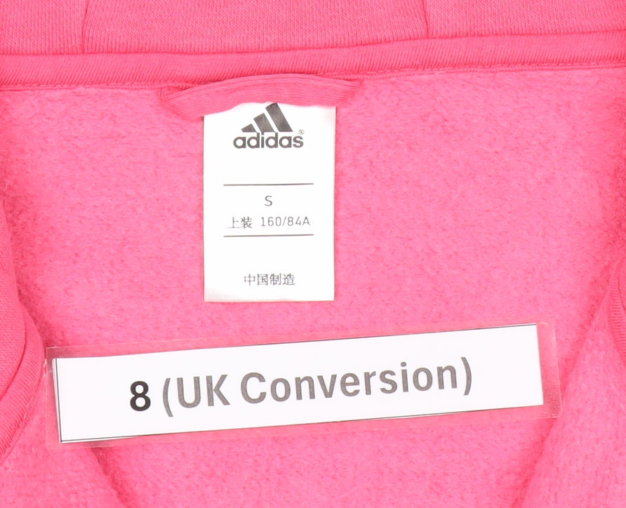 Adidas Womens Pink Grey Full Zip Hoodie Size 8 UK Cotton Blend