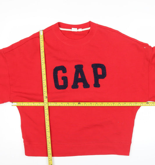 GAP Women’s Red Pullover Sweatshirt Small Logo Crew Neck Cotton Blend