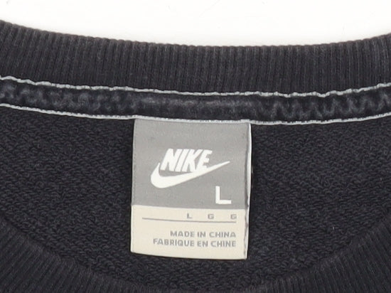 Nike Women Black L Pullover Sweatshirt Crew Neck Long Sleeve