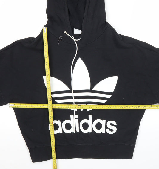 Adidas Womens Black Hoodie Size 12 Pullover Relaxed Fit Logo