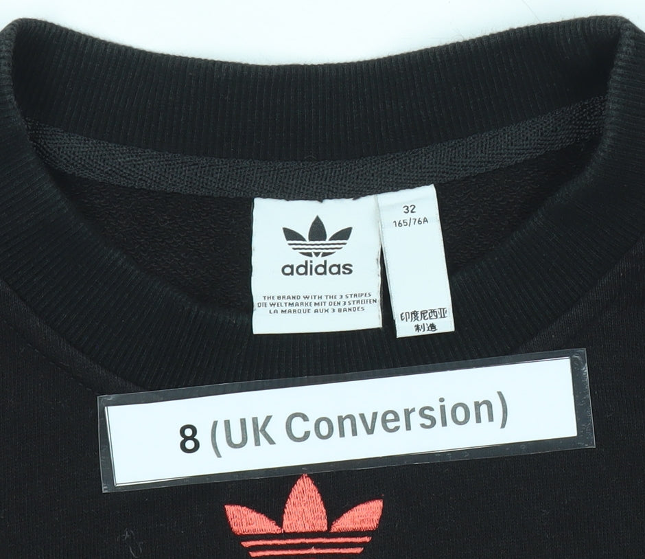 Adidas Womens Black Pullover Sweatshirt Size 8 Logo Sportswear