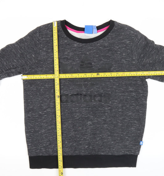Adidas Women's Grey Logo Sweatshirt Size 12 Pullover Crew Neck