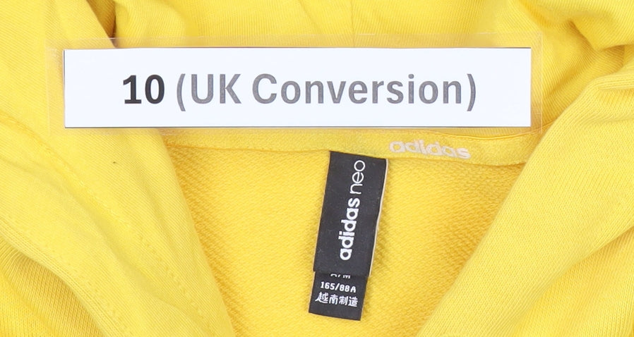 Adidas Womens Yellow Hoodie Size 10 Pullover Cotton Blend Sweatshirt