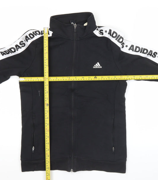 Adidas Womens Black Size 12 Track Jacket Full Zip Sportswear