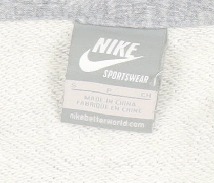 Nike Women Grey Full Zip Hoodie Sweatshirt S Regular Cotton Logo