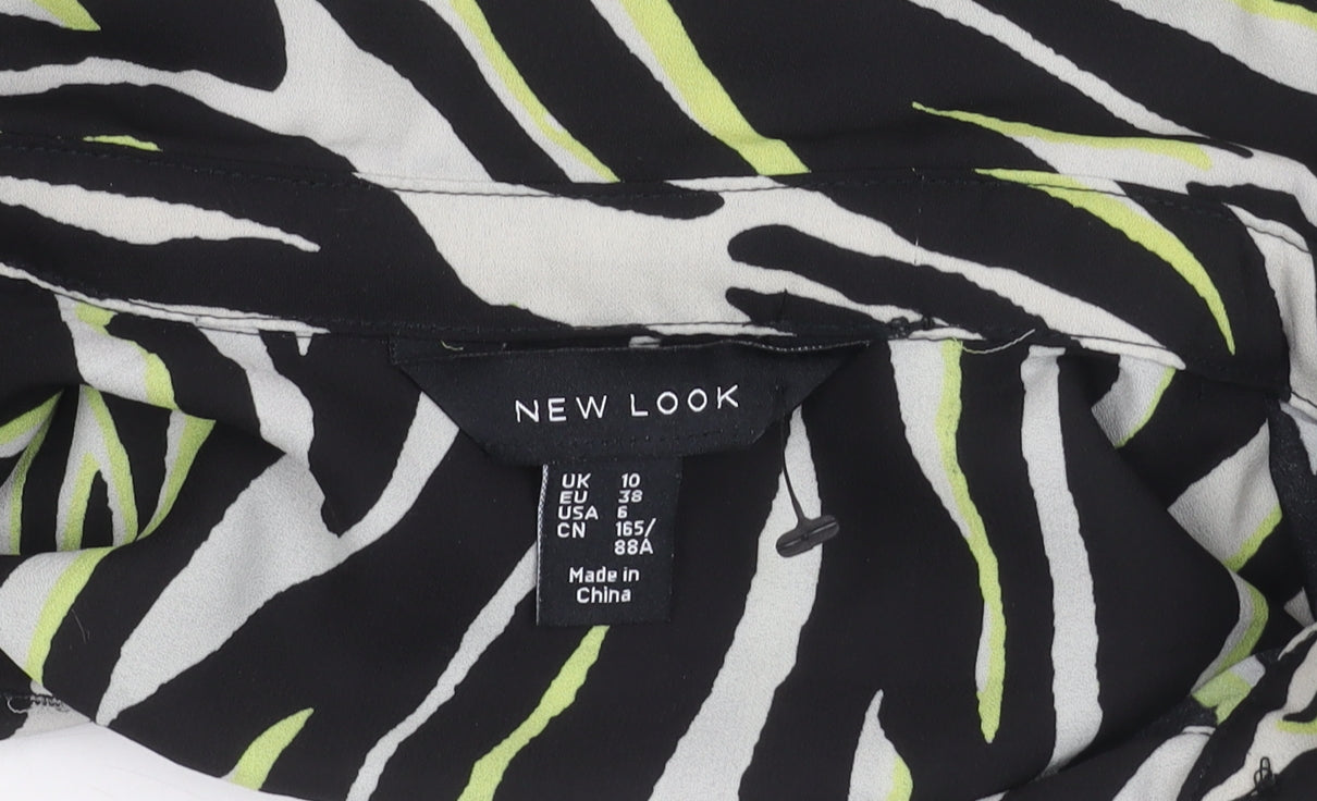 New Look Womens Multicoloured Zebra Print Button-Up Shirt UK 10