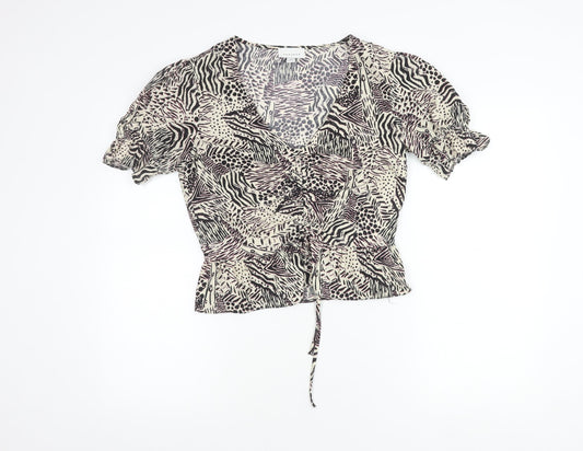 Womens UK Size 10 Topshop Multicoloured Wrap Blouse