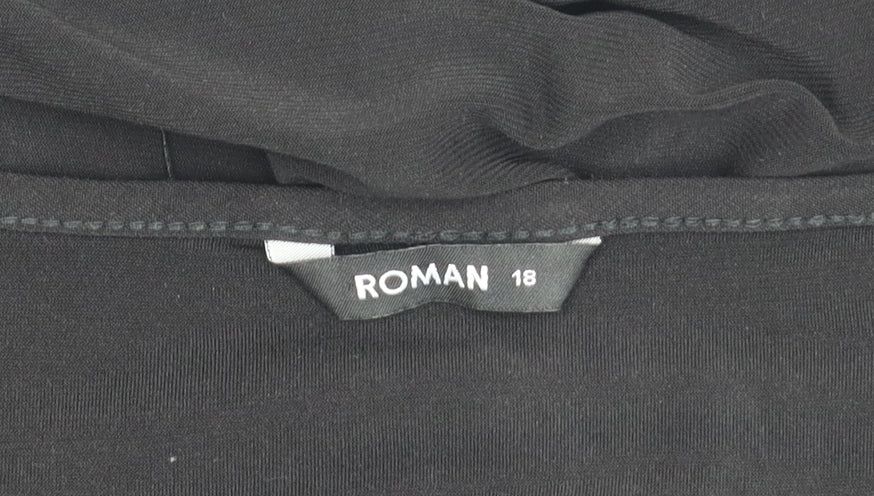 Womens UK Size 18 Roman Black Tunic Blouse