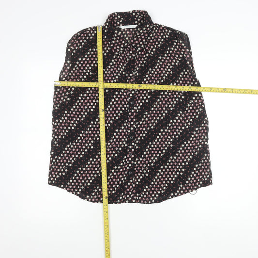 Womens UK Size 16 AMARANTO Black Blouse Button-Up