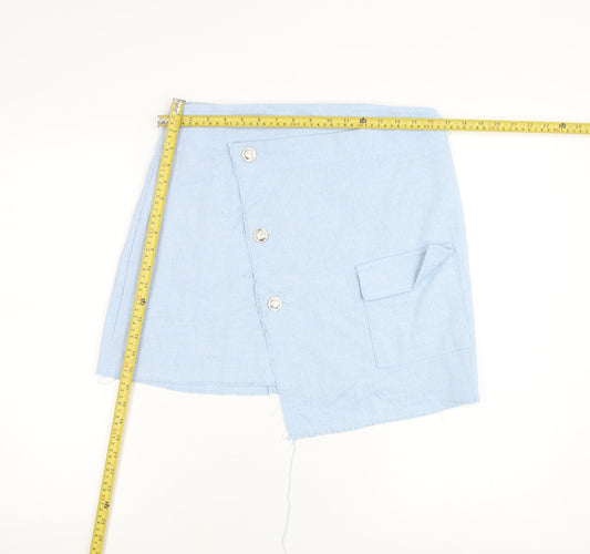 Boohoo Women’s Blue Size 14 Asymmetric Short Skirt with Buttons