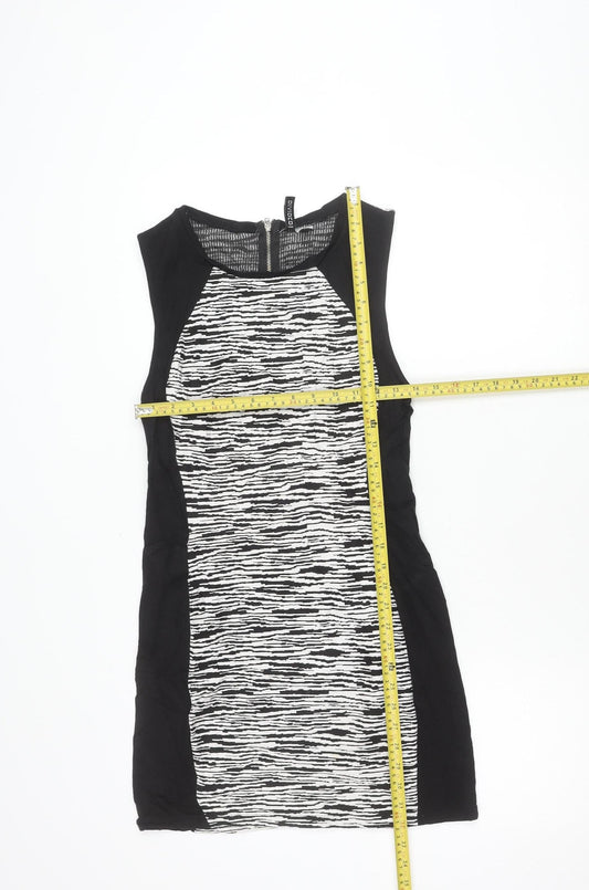 H&M Divided Womens Black White Bodycon Dress Size 12 Sleeveless