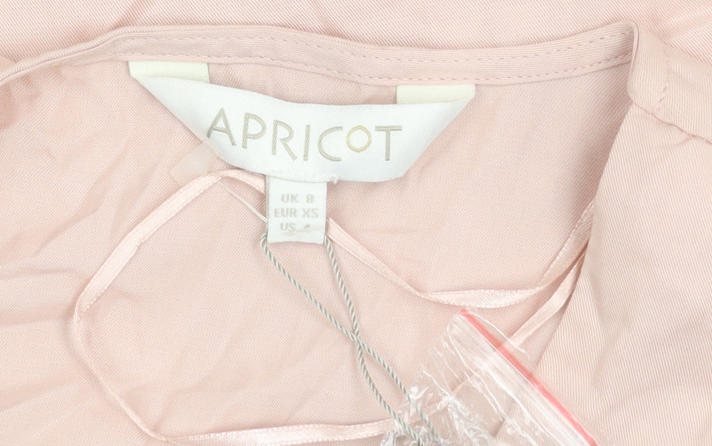 Womens UK Size 8 Apricot Pink Cropped Blouse