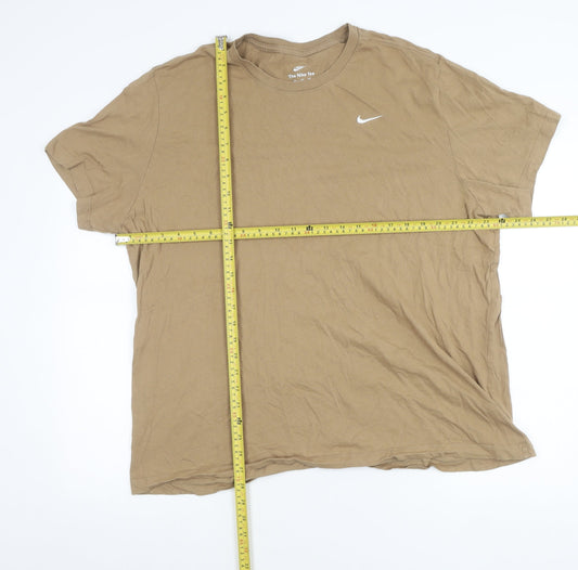 Nike Men's 2XL Brown Short Sleeve Crew Neck Cotton T-Shirt