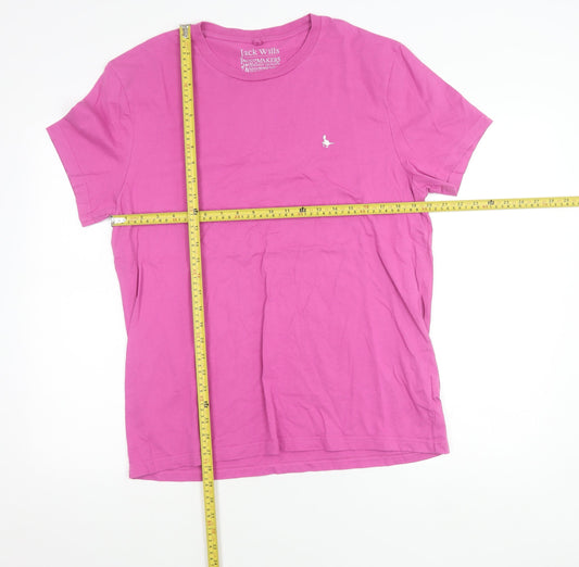 Jack Wills Men’s Pink Cotton Crew Neck Logo T-Shirt Size L