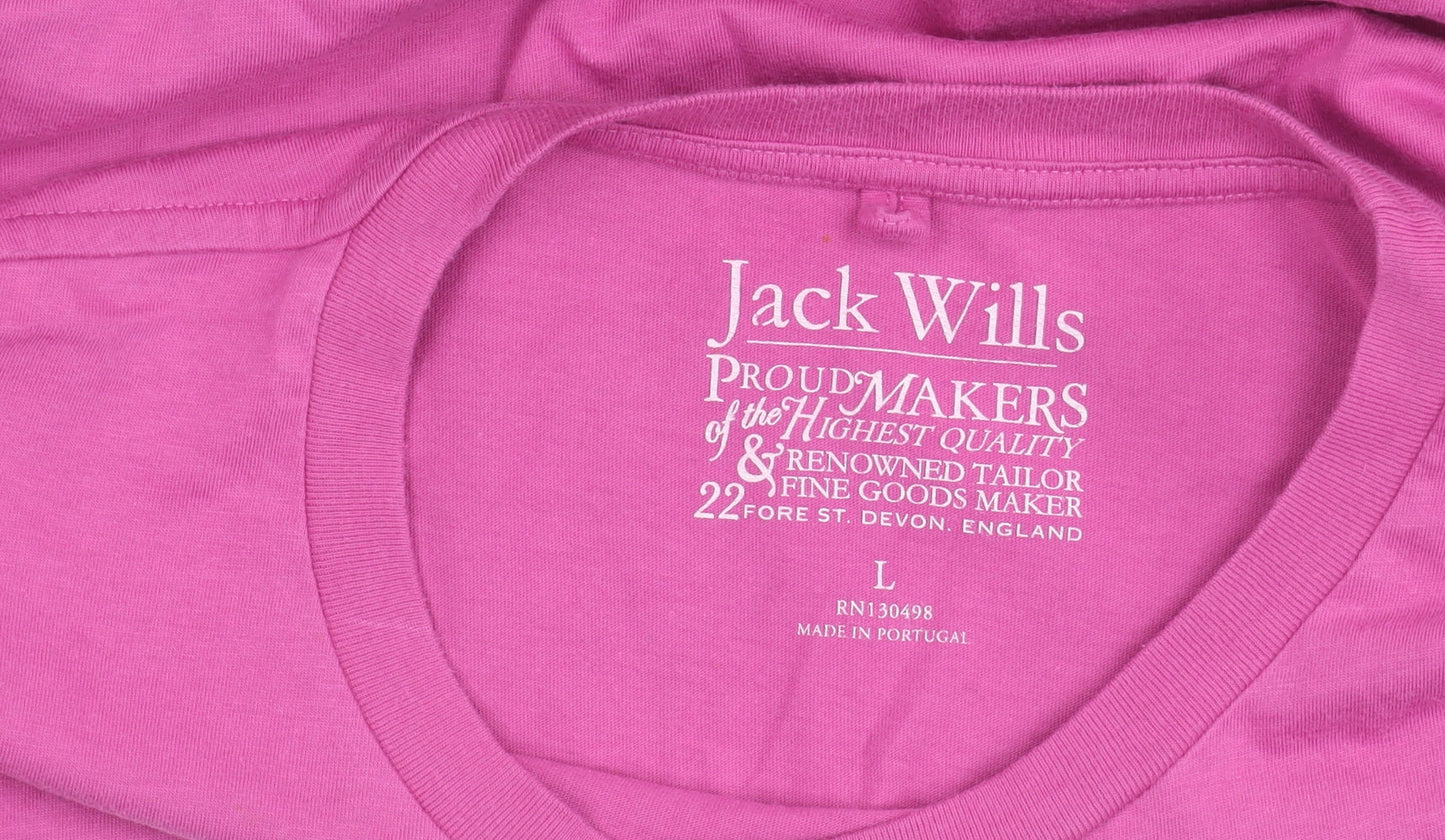 Jack Wills Men’s Pink Cotton Crew Neck Logo T-Shirt Size L