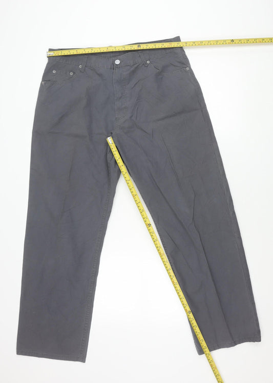 Armando Men’s Grey Cotton Chino Trousers 36W 30L Straight Fit Casual