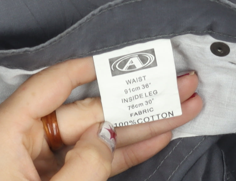 Armando Men’s Grey Cotton Chino Trousers 36W 30L Straight Fit Casual