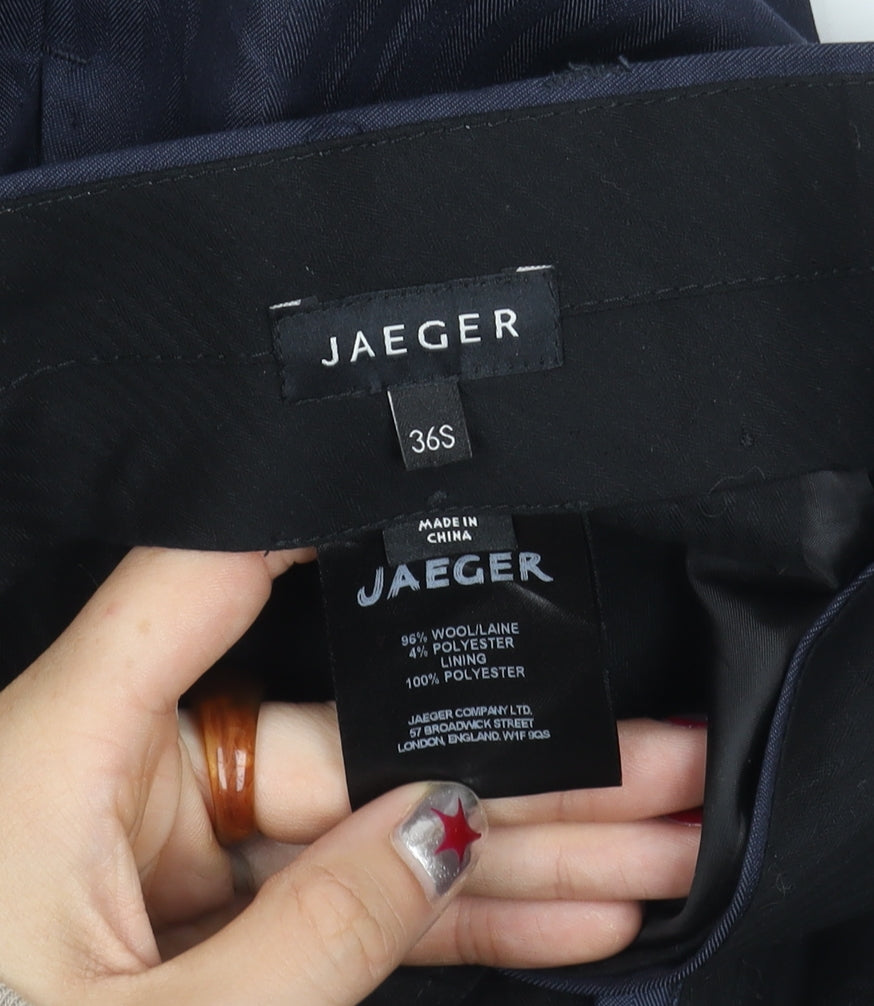 Jaeger Men’s Blue Wool Blend Dress Pants 36S Regular Fit Smart Trousers