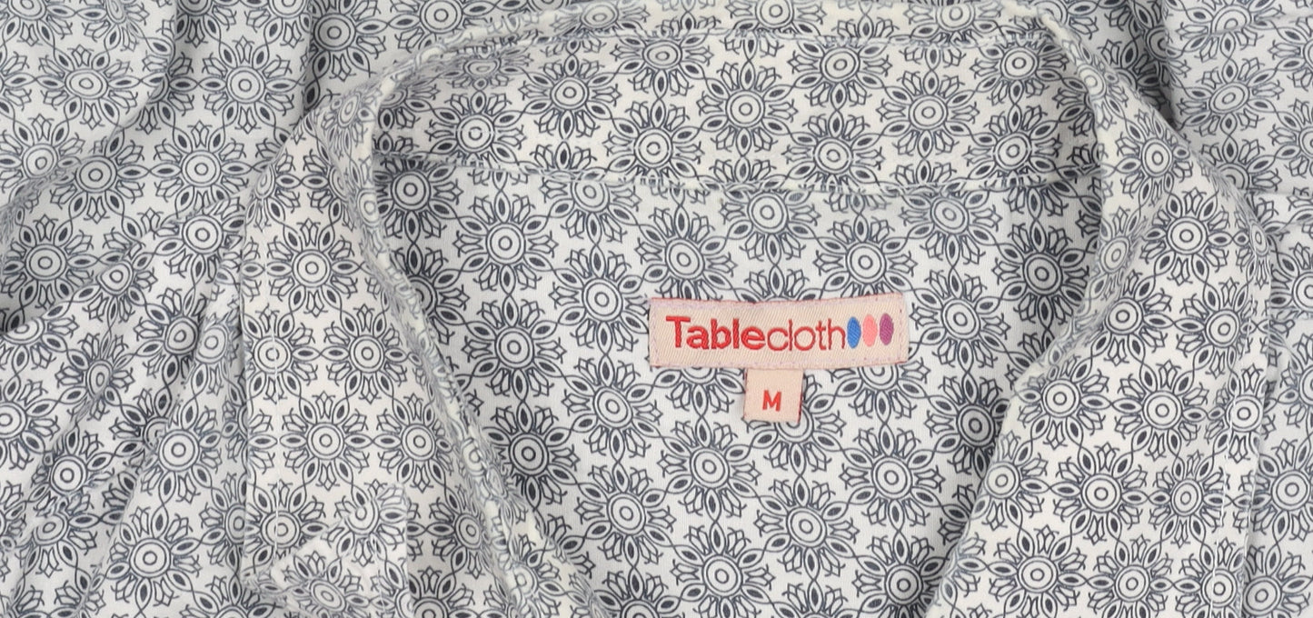 Tablecloth Men's White Geometric Long Sleeve Button-Up Shirt M