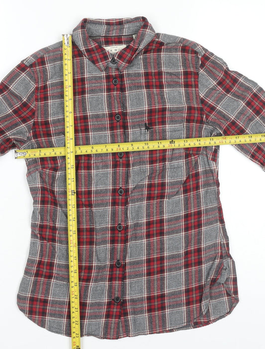 Jack Wills Womens Red Plaid Cotton Button-Up Shirt Size 6