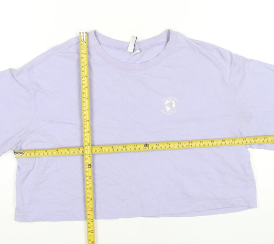 Womens UK Size 12 H&M Purple Cropped T-Shirt